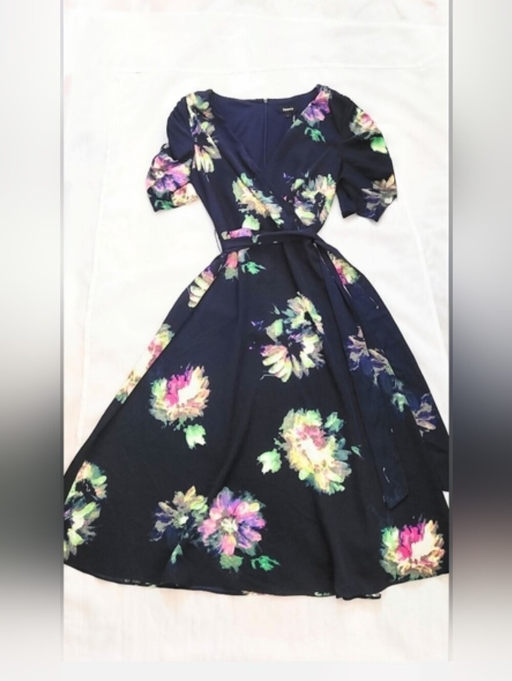NWOT! Summer Garden Party Formal Women's Knot Sleeve Wrap Cocktail Midi Dress 6